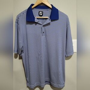 FootJoy Blue/White Striped Short Sleeve Performance Golf Polo Shirt Men’s Large